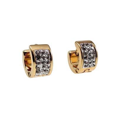 ∅10mm x 5mm Oorringen Dames - Verguld RVS - Oorbellen met Strass Steentjes