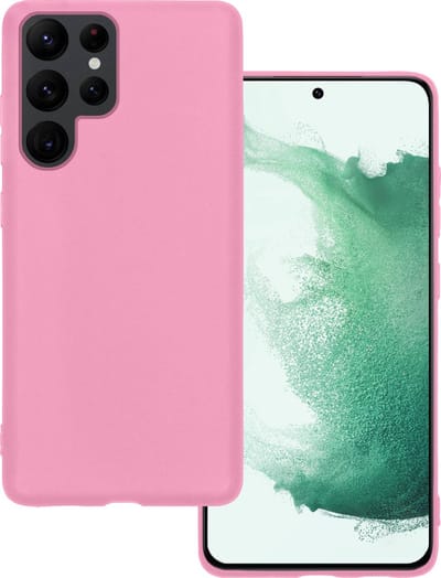 Hoesje Geschikt voor Samsung Galaxy S22 Ultra - Sterk & Shockproof - Hoes Cover - Siliconen Case - Lichtroze