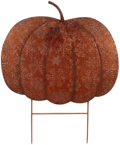 Clayre & Eef Tuinsteker Pompoen Oranje Metaal Herfst decoratie