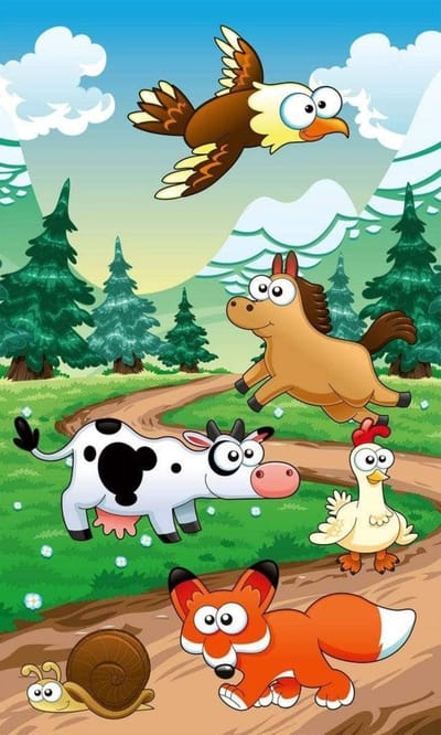 Fotobehang - Animals and Forest 150x250cm - Vliesbehang
