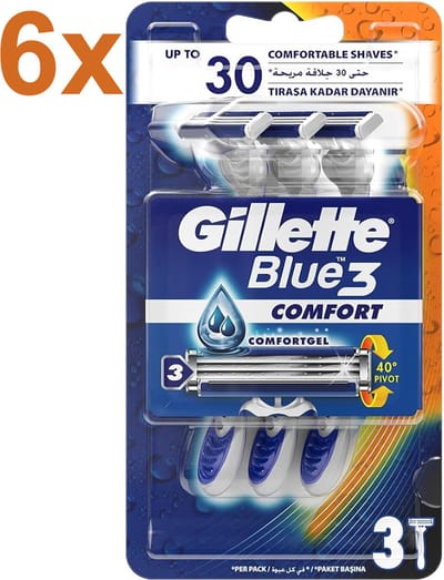 Gillette - Blue3 - Wegwerpscheermesjes met Comfort Gel - 18 Stuks - Voordeelverpakking