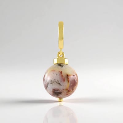 Cavill - 925 Sterling Zilver Vergulde Hanger met 5,25 ct Mexicaanse Agaat - Ronde Edelsteen - Natuurlijke Kleuren - Stijlvol & Tijdloos Sieraad