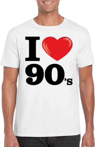 I love 90's t-shirt wit heren - nineties kleding S