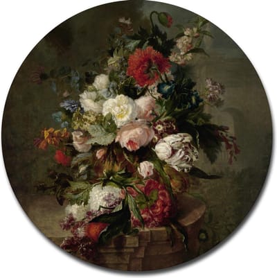 Muurcirkel Stilleven met bloemen - Harmanus Uppink - 40x40 cm - Wandcirkel - Dibond - Aluminium