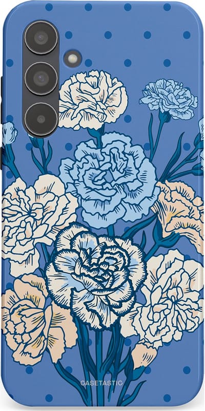 Casetastic hoesje geschikt voor Samsung Galaxy A55 - Dubbellaagse bescherming - Anjer boeket - Fashion Case - Lavendel Lichtblauw Zilver