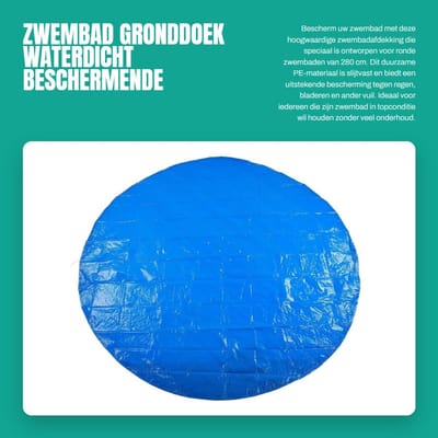 Dailygoods- Gronddoek Waterdicht - Zwembadafdekking Ronde Vorm - PE Materiaal - Slijtvast - Eenvoudig te Installeren - Beschermt Tegen Bladeren en Vuil