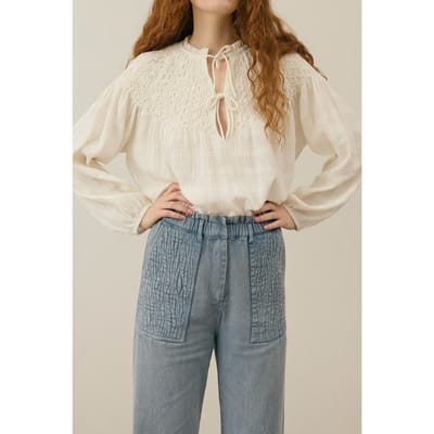 Louise Misha Blouse Nicoletta Snow Ostuni Checks Maat: 44 | Longsleeves Outlet | Dames | Wit