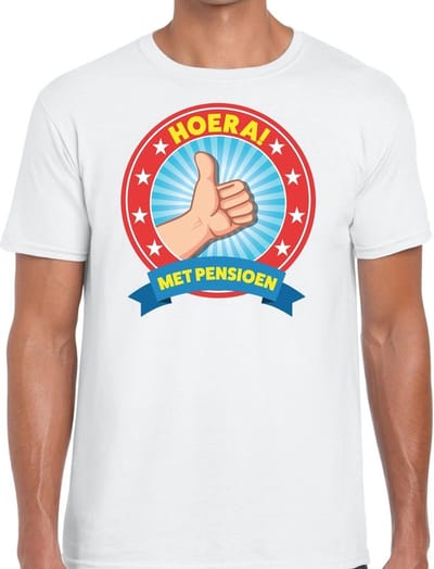 Hoera! met pensioen wit t-shirt voor heren - wit pensioen shirt S