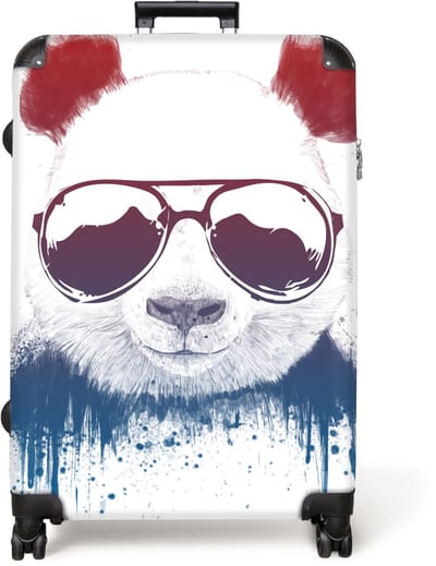 NoBoringSuitcases.com® - Koffer groot - Reiskoffer lichtgewicht - Panda - Zonnebril - Waterverf - Kleur - Rolkoffer met 4 wielen - Grote trolley XL - 98 liter bagage