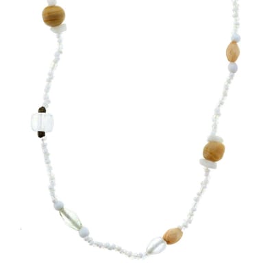 Behave - Lange ketting met witte en beige kralen - 122 cm