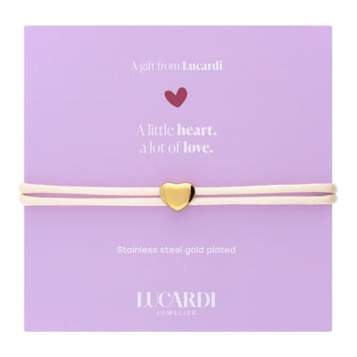 Lucardi - Dames Stalen koordarmband hart voor dames - Armband - Staal - Goudkleurig - 17 cm
