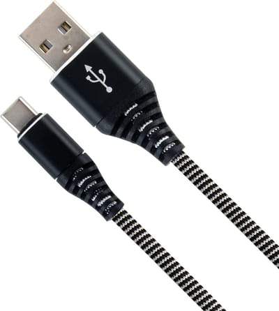 USB-C Kabels Oplaadkabel USB-C Kabel Gevlochten Nylon - USB C naar USB A Datakabel - Zwart/Wit - 1 meter