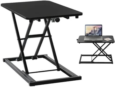 Bureau Verhoger - Zit Sta Bureau - Ergonomisch Werken - X-vormige Ondersteuning - 60x34cm - Zwart