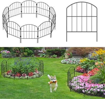 SnelShoppen - Decoratieve Tuinhek 10 Panels, Roestvrij Stalen Draad Omheining voor Dieren, Bloemenborder voor Tuin, Landschap, Patio, Buiten Decoratie