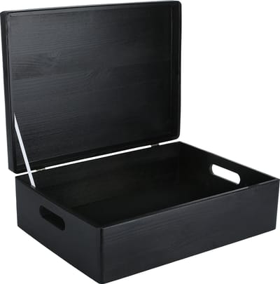 Creative Deco XL Zwart Houten Doos Opbergdoos | 40 x 30 x 14 cm | met Deksel | Kerst, Kerstmis Cadeau