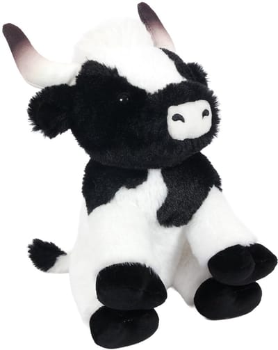 PIA Soft Toys-Pluche Knuffeldier - Koe zwart zittend 25 cm