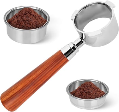 Allecto plus - Filterhouder zonder bodem 51 mm met 2 roestvrijstalen filtermanden - Geschikt voor espressomachines €œLa Specialista€.