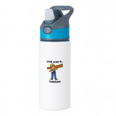 Hacebo® - Later word ik timmerman waterfles met rietje blauw - Timmerman - Timmermannen - Werken in de bouw - klusjesman - water fles - 650ML