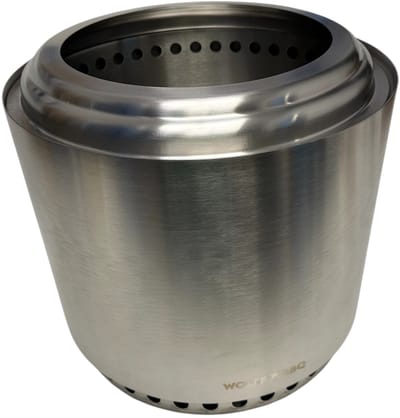 Wolff BBQ Rookvrije Vuurkorf RVS – Smokeless Firepit Ø38 cm – Dubbelwandige Vuurkorf voor Tuin, Terras en Camping – Inclusief Opberghoes