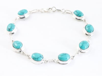 Hoogglans zilveren armband met turkoois