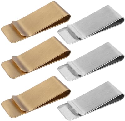 Dailygoods- Geldclips Set van 6 - Roestvrij Staal - Slanke Portemonnee - Mini-Bankbiljethouder - Zilver/Goud - Compact en Lichtgewicht