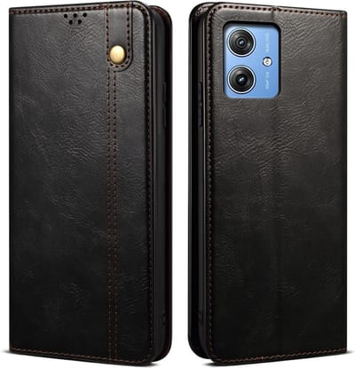 Coverup Hoesje - Geschikt voor Motorola Moto G55 Hoesje - Coverup Premium Classic Book Case - Zwart