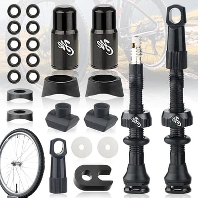 2 Stuks Ventielstelen voor Tubeless Banden, Lichtgewicht Aluminium Presta Ventielen, Inclusief Ventielverwijderaar voor Fietsen (50mm)