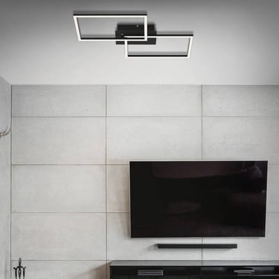 BRILONER - LED Plaffonniére - plafondlamp dimbaar - incl. afstandsbediening - cct - nachtlichtfunctie en timer - zwart