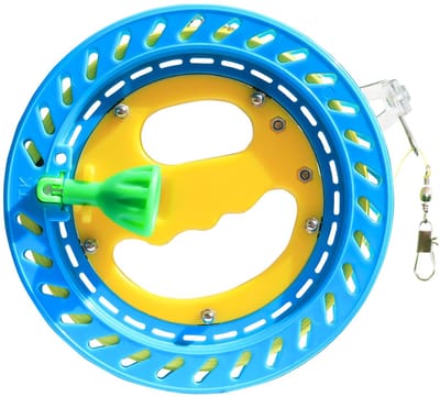 JeiibrZui Vliegerlijnopwinder - Vliegerhaspel - Lichtgewicht & Duurzaam Kunststof Ontwerp met Gripwiel - 1 - Voor Buitenactiviteiten Blauw