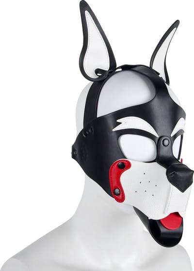 Banoch | Masker Doggy pointy | wit imitatie leer | Bondage | Puppy Play