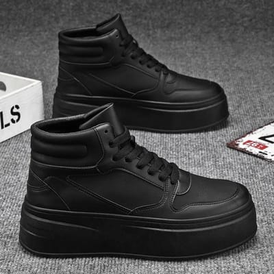 Heren Casual Sneakers Platform Enkellaarsjes High-top Dikke Zool Sneakers Mannelijk Outdoor Basketbalschoenen Sport Trainers 43 zwart