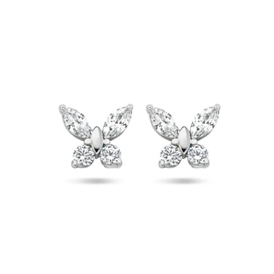 Zilveren oorknoppen vlinder zirkonia - PSN1336093