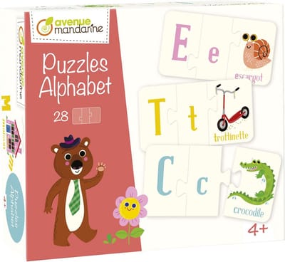 Educatieve Puzzeldoos met 28 Alfabet Puzzels voor Jonge Kinderen