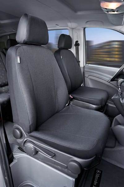 Walser Autostoelhoes Transporter Fit van stof antraciet geschikt voor Mercedes-Benz Viano/Vito - 2 Enkele zetele
