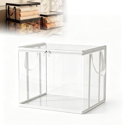 Grote Opbergdoos - Opbergbak Deksel - Opbergen Kleding - Transparant Dik Plastic - 38x24x32cm - Transparant