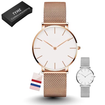 Tyme Ibiza Dames Horloge - 36mm Wit/Zilver - Goed Leesbaar -Horloges voor Vrouwen & Meisjes - Polshorloge - Uurwerk - met Cadeauverpakking