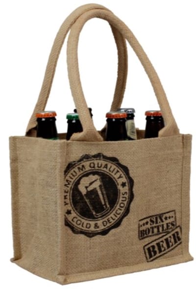 Flessen tas, Bier tas, Cadeau, Jute tas, flessen zak, 6 flesjes, Vaderdag, Geslaagd, BBQ