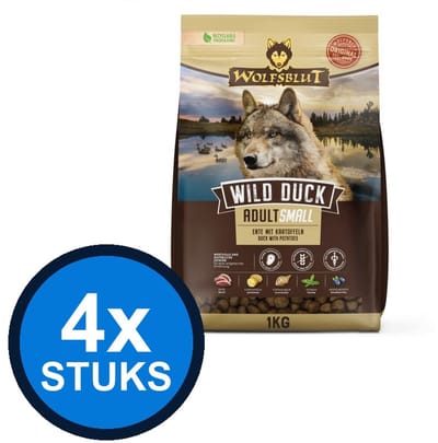 4x Wolfsblut - Adult Wild Duck Small Breed - Hondenvoer Droogvoer - 1 kg