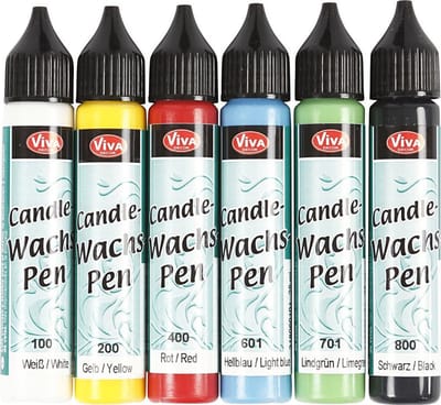 Kaarsversierpen, sterke kleuren, 6x28 ml/ 1 doos