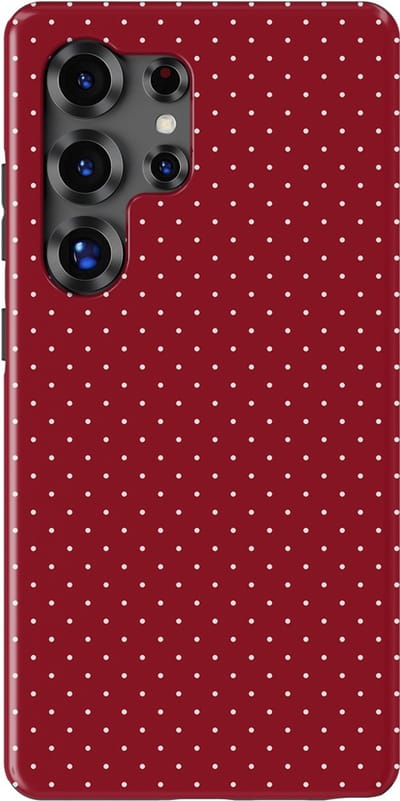 Micro Dots Tough Hoesje Samsung Galaxy S25 Ultra | Geschikt Voor Mag | Stippen Motief Backcover Samsung Galaxy S25 Ultra Red Velvet