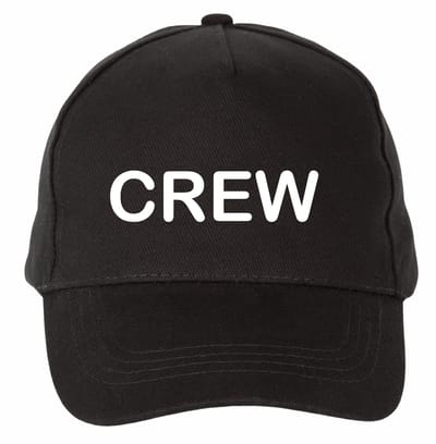 Mijncadeautje - 5 panel - Cap - Verstelbaar - Pet van 100% dik geborsteld katoen- unisex - opdruk wit - Crew - zwart