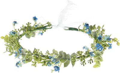 Bloemenkroon - Haarband Krans - Bruiloft Feest - Handgemaakt Zijdebloemen - Eén maat - Eucalyptus Blauw
