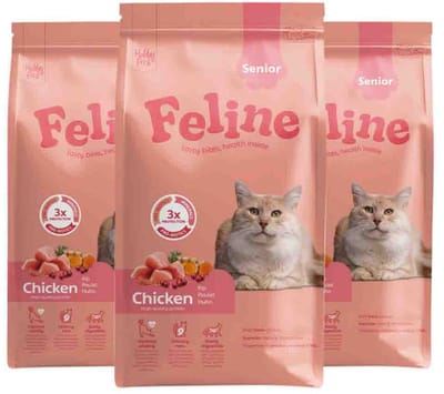 HobbyFirst Feline Kattenvoer Droog Senior - 3 x 1,5 kg - Voordeelverpakking