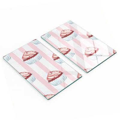 Keukenplanken van gehard glas met decoratieve muffin-afbeeldingen, 2x30x52 cm