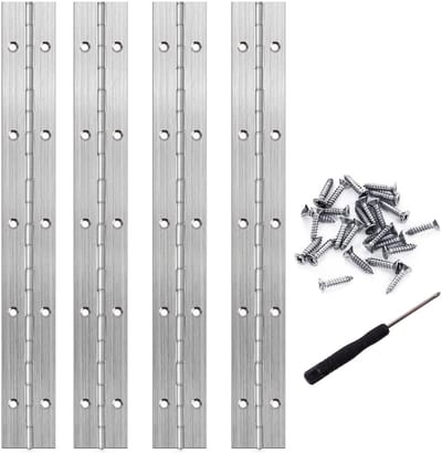 Dailygoods- Pianoscharnier 25 cm - Roestvrij Staal - 4 Stuks - Voorgeboorde Gaten - Duurzaam - Geschikt voor Deuren en Meubels - Scharnier