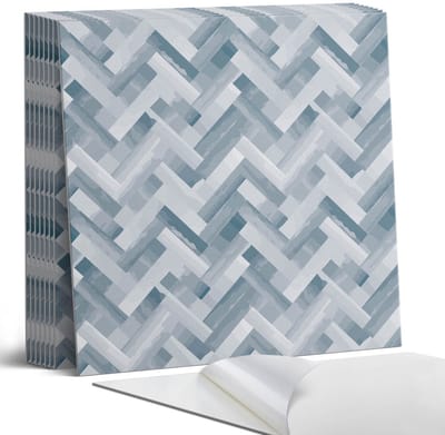 Coloray Plaktegels - Zigzag gestreept patroon Portugese Tegels - 30 cm x 30 cm - Grijs Plaktegels - 9 stuks - Vierkant PVC Tegels - Plaktegels Keuken - Zelfklevende Vloertegels - Vinyl Tegels - Zelfklevende Tegels