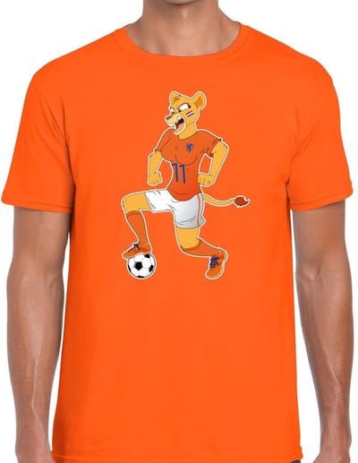 Nederland supporter t-shirt dameselftal Leeuwin met bal oranje heren - landen kleding S