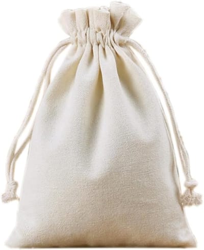 Set van 10 Katoenen Trekkoordtassen - Cadeautassen, Opbergtassen en Sieradenpouches - 20 x 25 cm in Wit voor Cosmetica en Cadeaus