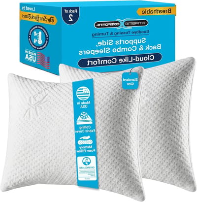 Traagschuimkussens - Bedkussens Koelkussens - Comfortabel Slapen - Micro-geventileerde hoes - 2 stuks - Wit