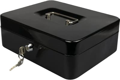 10 inch zwart stalen petty kassa geldhouder met sleutel